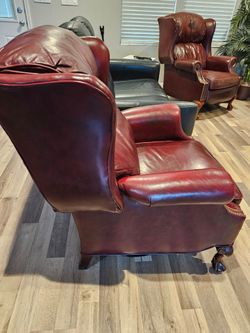 2 leather wingback recliners