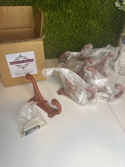 Cast iron hooks! Burnt orange color! Set of 6