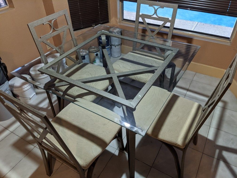 Glass kitchen table and chairs