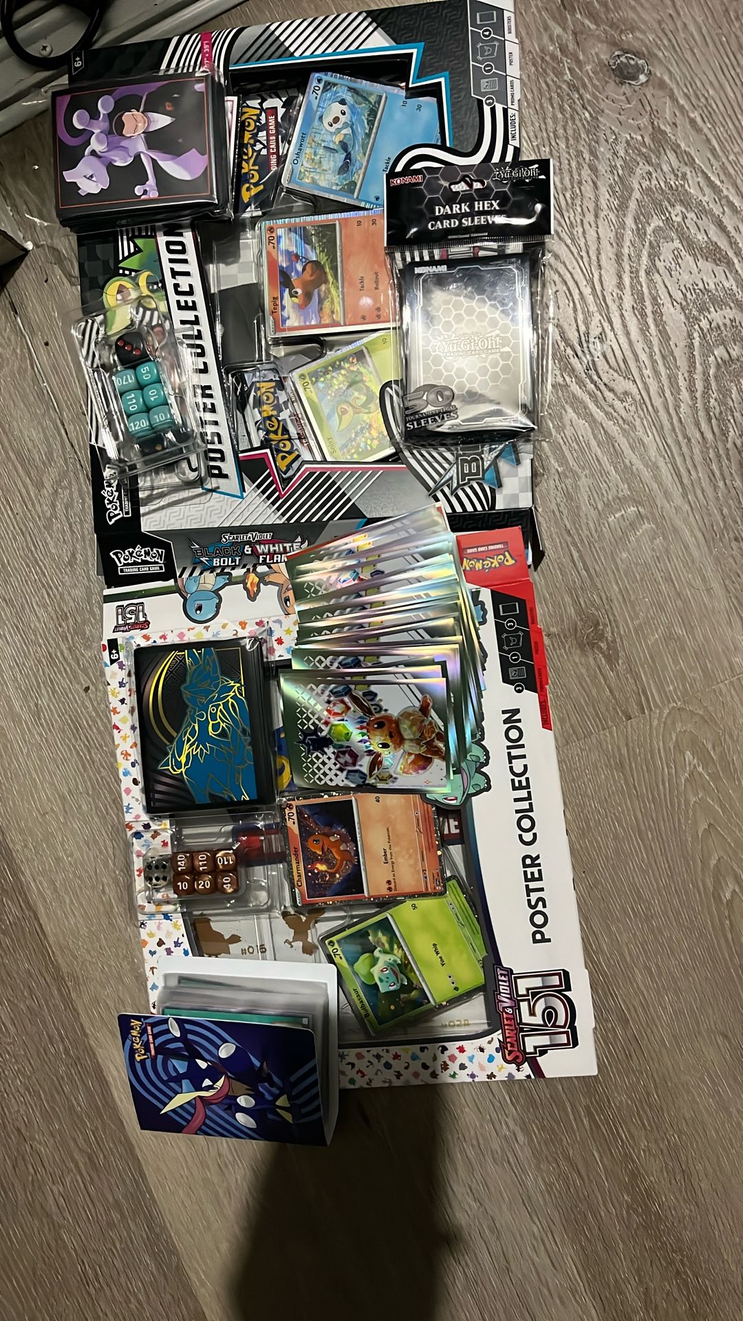 POKEMON 151/DESTINED RIVALS/BLACK BOLT/WHITE FLARE POSTER COLLECTIONS AND POKEMON SLEEVES