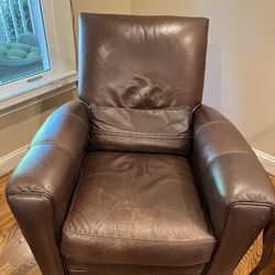100% Real Brown Leather Barca Recliner  Made In USA