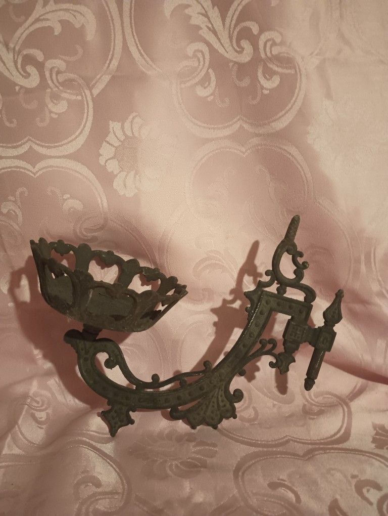 Vintage Eastlake Cast Iron Oil Lamp Sconce Bracket