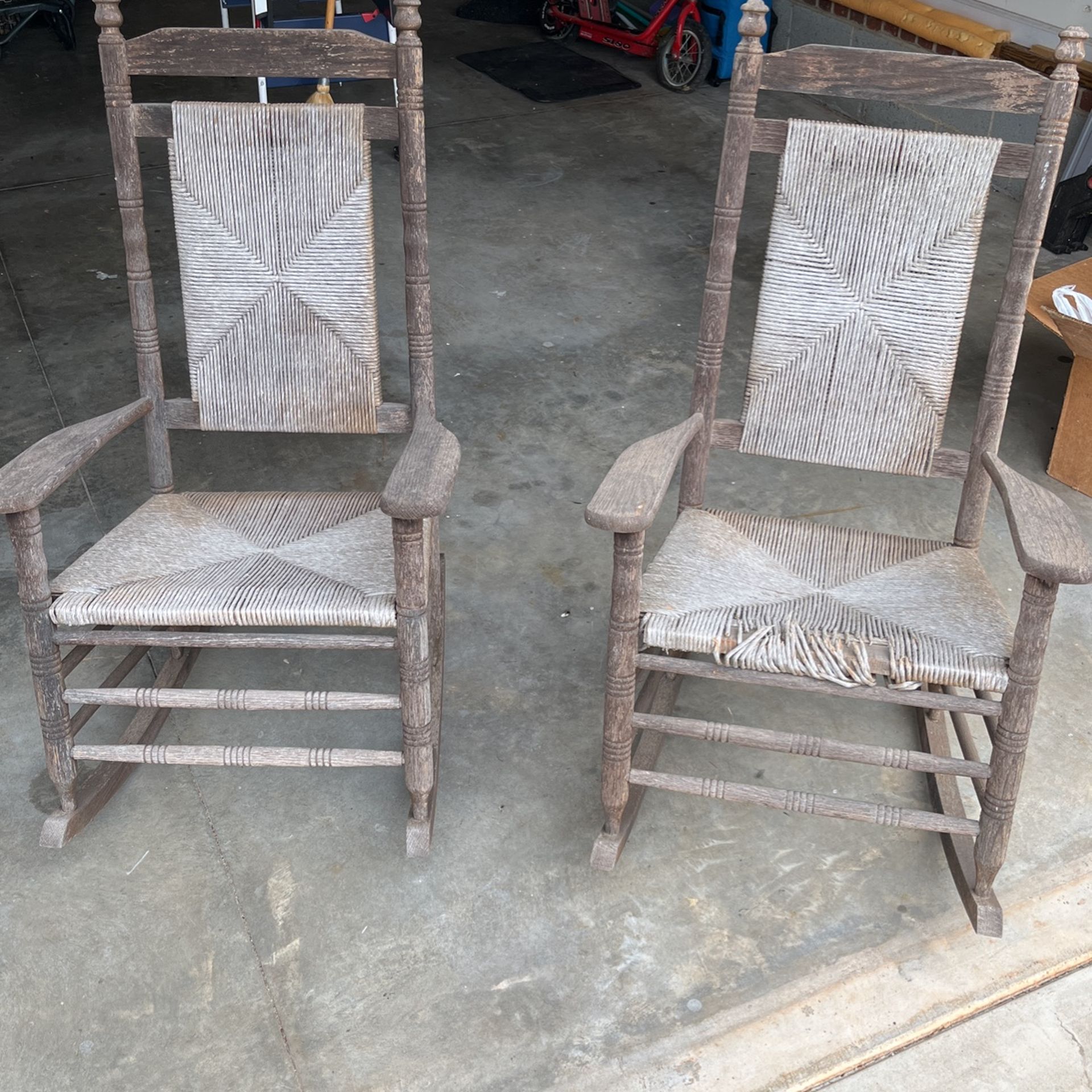 2 Wooden Rocking Chairs From Cracker Barrel