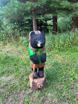 Hiking Bear Sculpture
