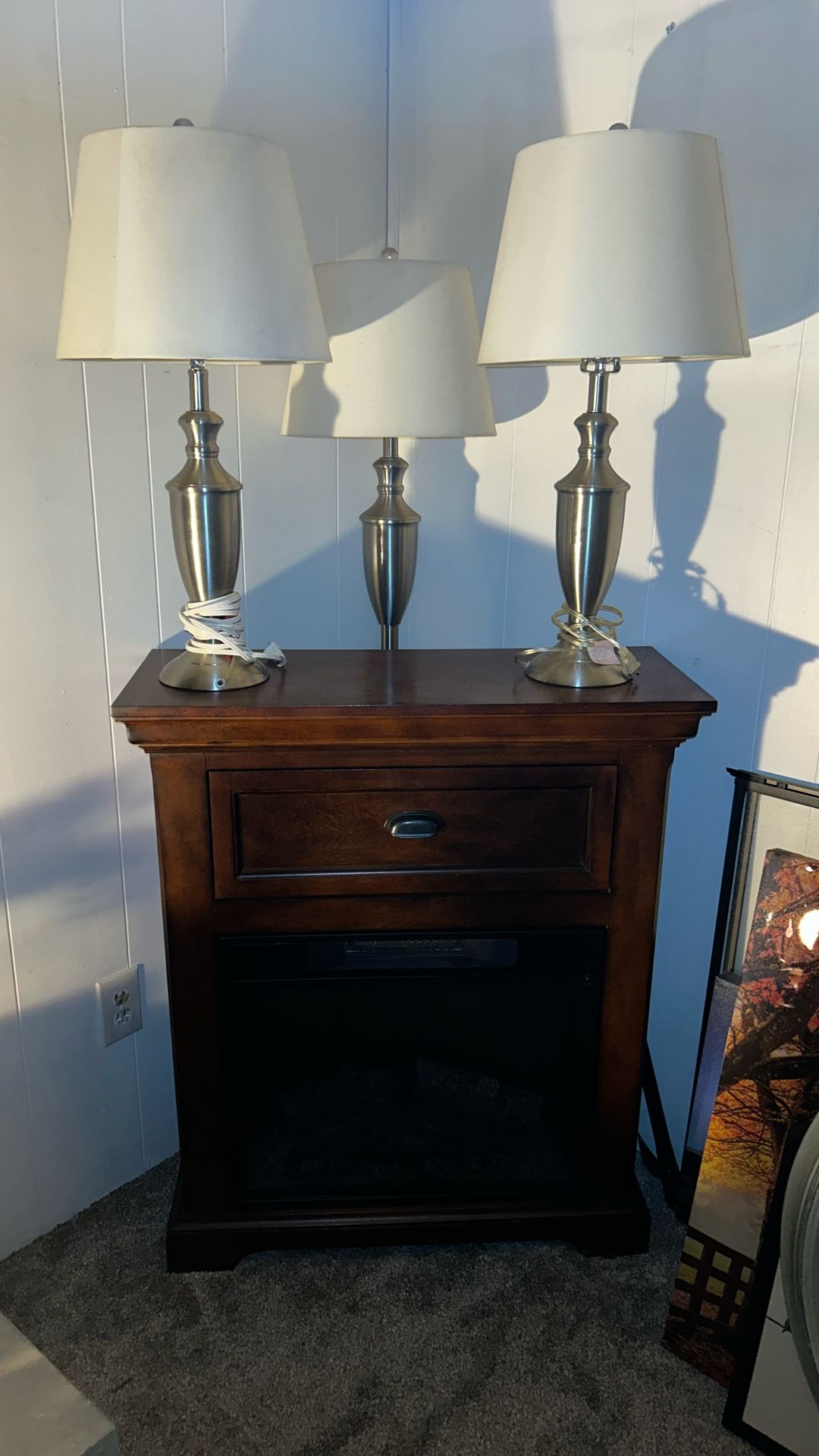 3pc Lamp Set & Wooden Electric Fireplace,All Products : American Fashion Style Bags On Sale