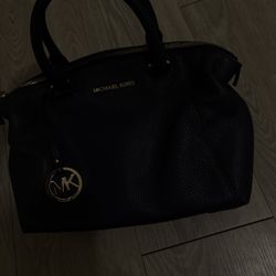 Michael Kors Navy Pebbled Leather Satchel Handbag