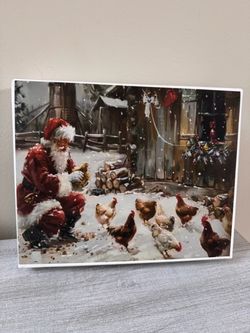 Santa with Chickens Canvas Print