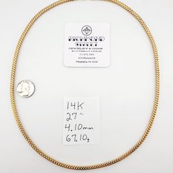 14k gold 27" square franco link chain