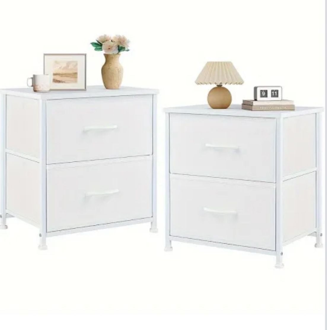 🛋️ Set of 2 White Nightstands