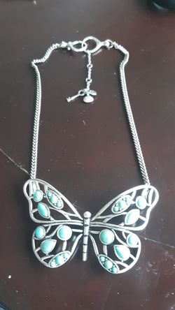 Fossil butterfly necklace