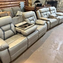 NEW▪️▪️$30 Down Payment Finance 🏞️Greer Taupe 2 Piece Upholstered Reclining Living Room Set