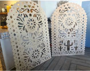 🌵✨❤️🤍🌸💕Large Laser Cut  Wood Papel Picado Panels