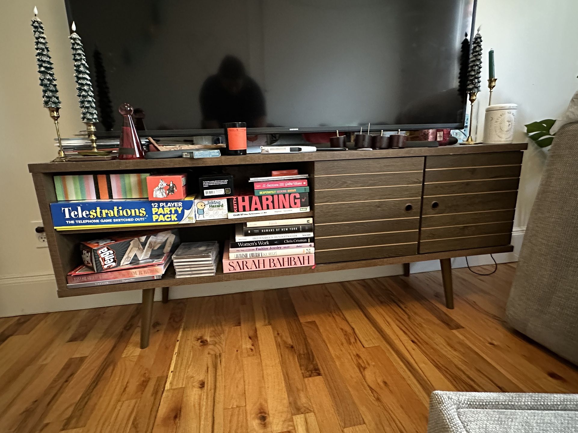 Rustic Brown TV Stand Fits TVs Up to 60 in. with Storage Doors Shelves - $150 (Morningside)