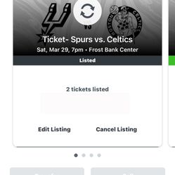 San Antonio Spurs Vs Boston Celtics 3/29 Row 2