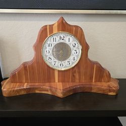 🌲 Handcrafted Solid Cedar Mantel Clock – $175 (OBO)
