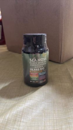 SEA MOSS, black seed oil, ashwagandha, ginger supplement.