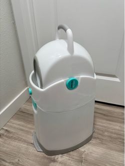 Creative Baby Diaper Pail White & Turquoise Great Condition