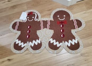 Loloi Gingerbread Man Girl  Indoor Accent Rug Christmas Holiday Cookie Floor Mat Doormat