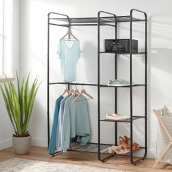 ✨️Room Essentials metal Freestanding Closet, Black/Silver 68"x19"x43 W3794 Whz z5