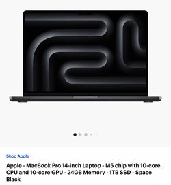 M5 MacBook Pro 14 in. 24 GB ram and 1 TB SSD
