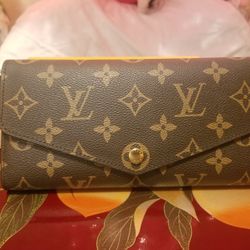 Louis Vuitton Monogram Sarah Wallet Red Inside!