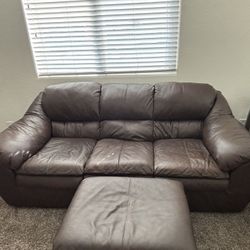 Dark  Brown Leather Couches (3 Piece set)