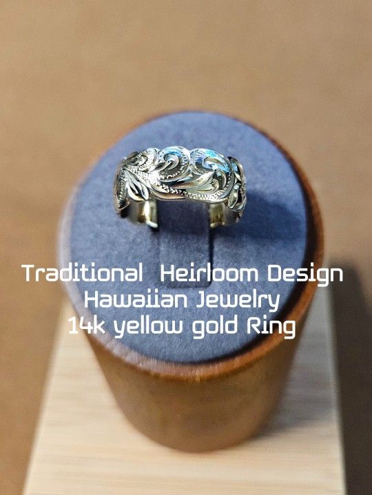 Exquisite Traditional Hawaiian Jewelry 14k yellow gold Ring