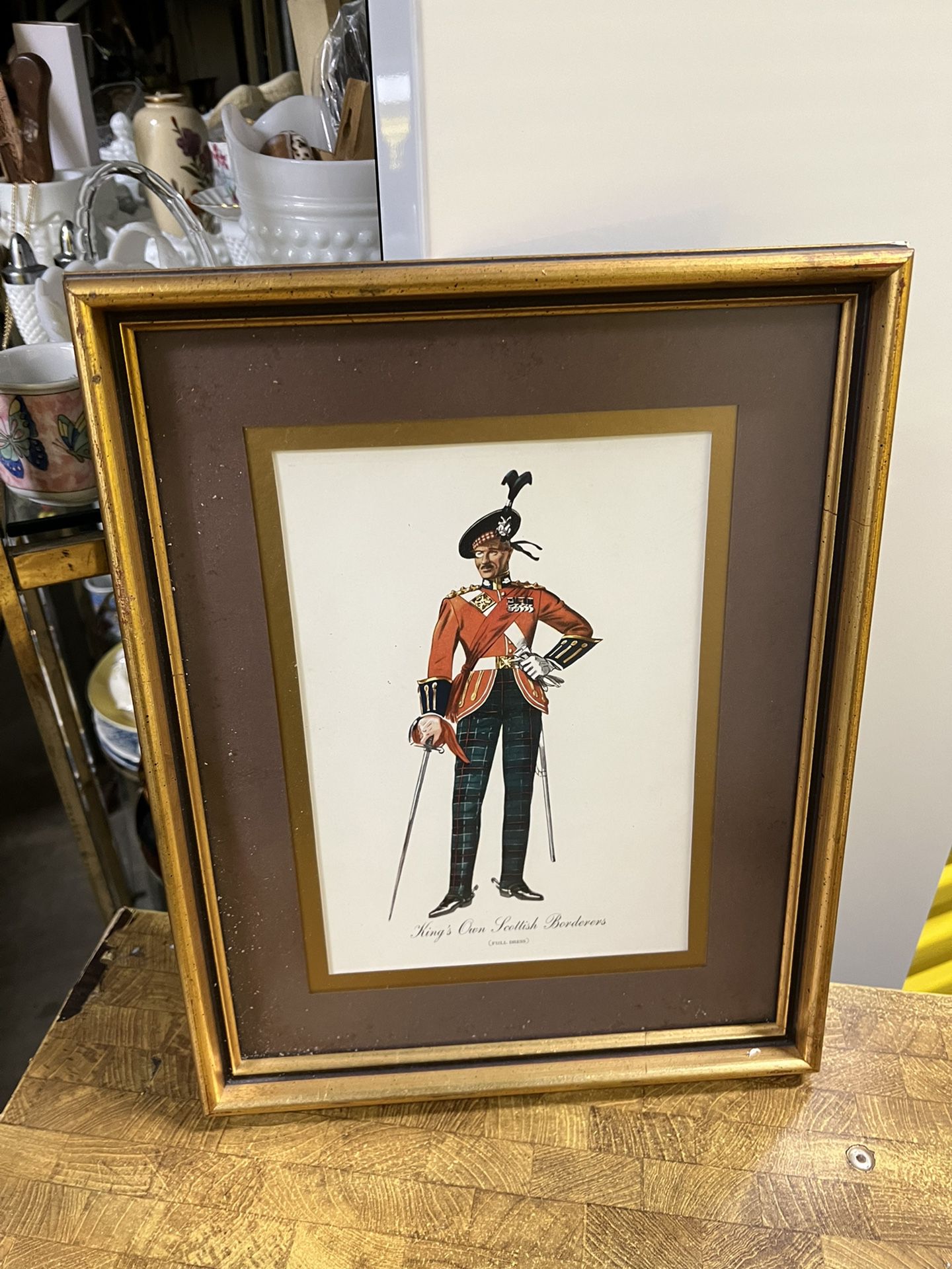 Vintage Framed European Soldier Print