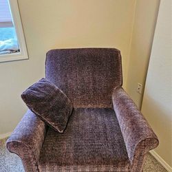Two Purple Armchairs with matching Pillows