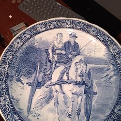 Boch Of Belguim For Royal Delfts Carriage Large Wall Plate 15.25”