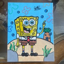 Canvas Portrait painting of SpongeBob SquarePants