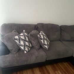 L Shaped Sofa & Glass Table