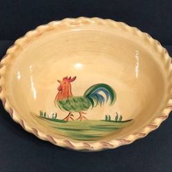 Home Rooster Hand Painted 11” Vegetable Serving Bowl