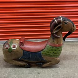 Vintage Hand Carved Rocking Goat 