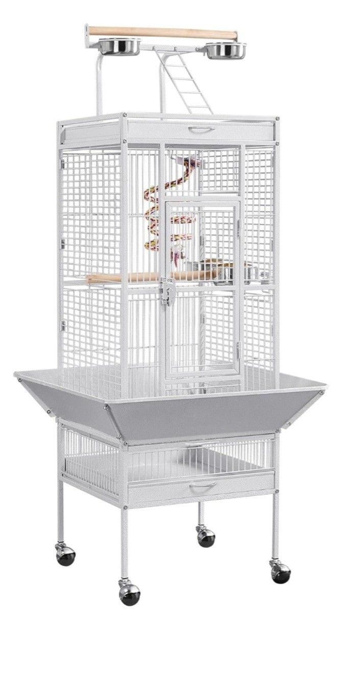 Wrought Iron Bird Cage, Play Top Large Aviary with Stand 611467