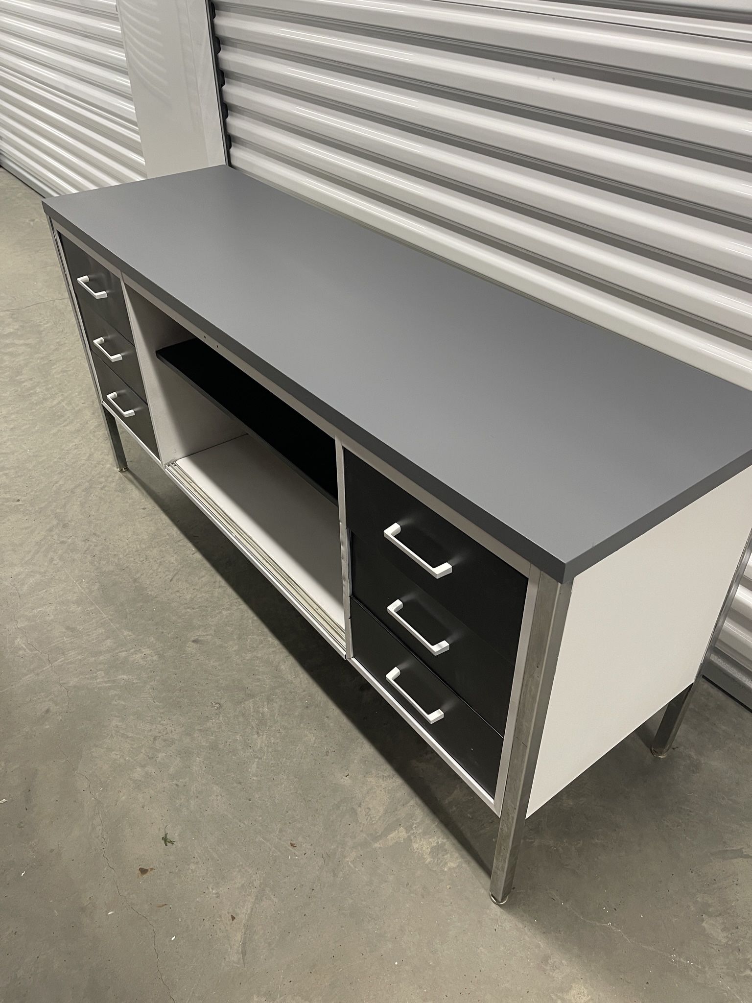 Grey Top Metal Desk