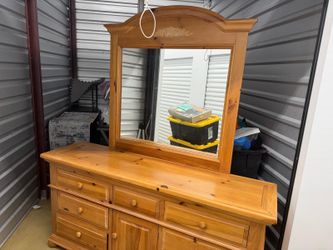 🔥Solid Wood Pine Dresser w/ Large Mirror – Heavy Duty Quality Furniture🔥