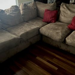 Brown Suede Sectional Couch