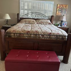King Size Bedroom Set. 2 Night Stands, Triple Dresser, Armoire Chest 