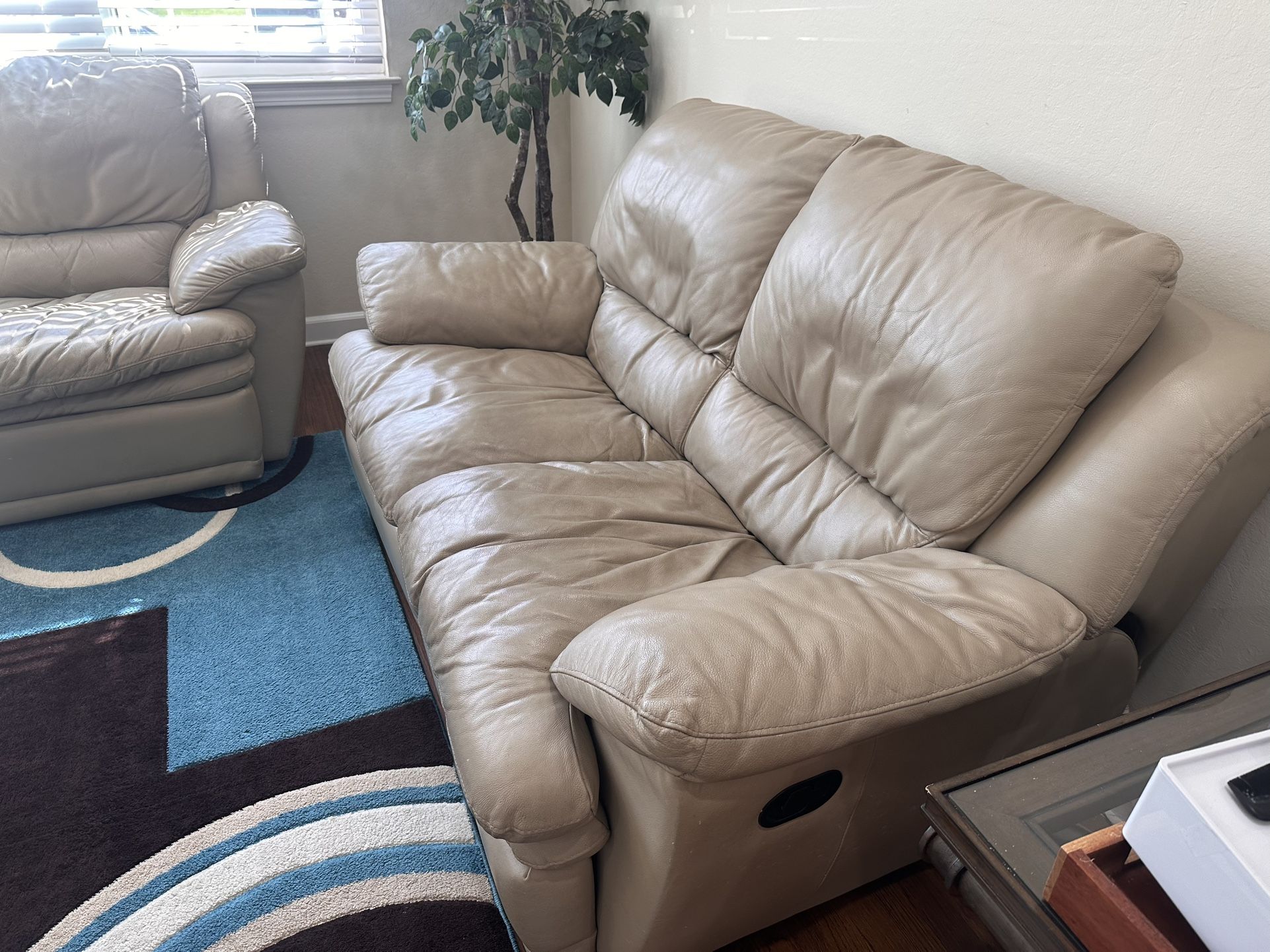 Leather Sofa And love Seat With Recliners