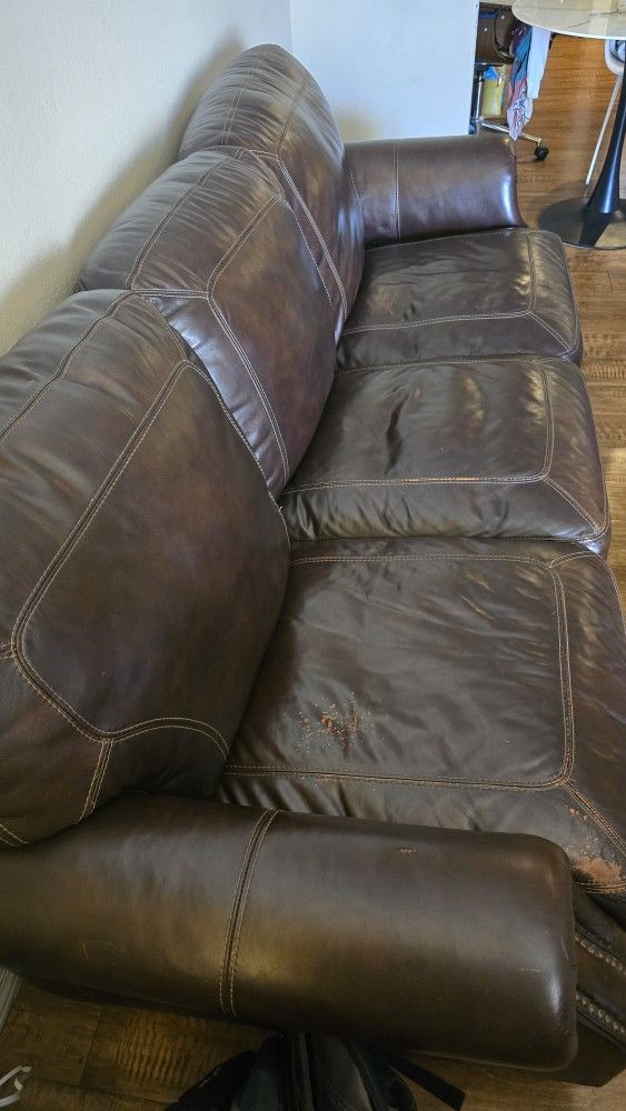 Brown Leather Sofa 