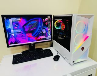 NEW MSI Gaming PC 12 Core RYZEN 5 @3,6G. RADEON R9 280X. 256G M2 NVme/2T HDD, 16G DDR4, USB3.2,  WIFI, Bluetooth. 650W PSU, 24”Monit. Keyb/Mou. Win11P