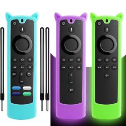 3 Fundas Silicona para Control Remoto 4K Fire TV  Brillan En La Oscuridad.