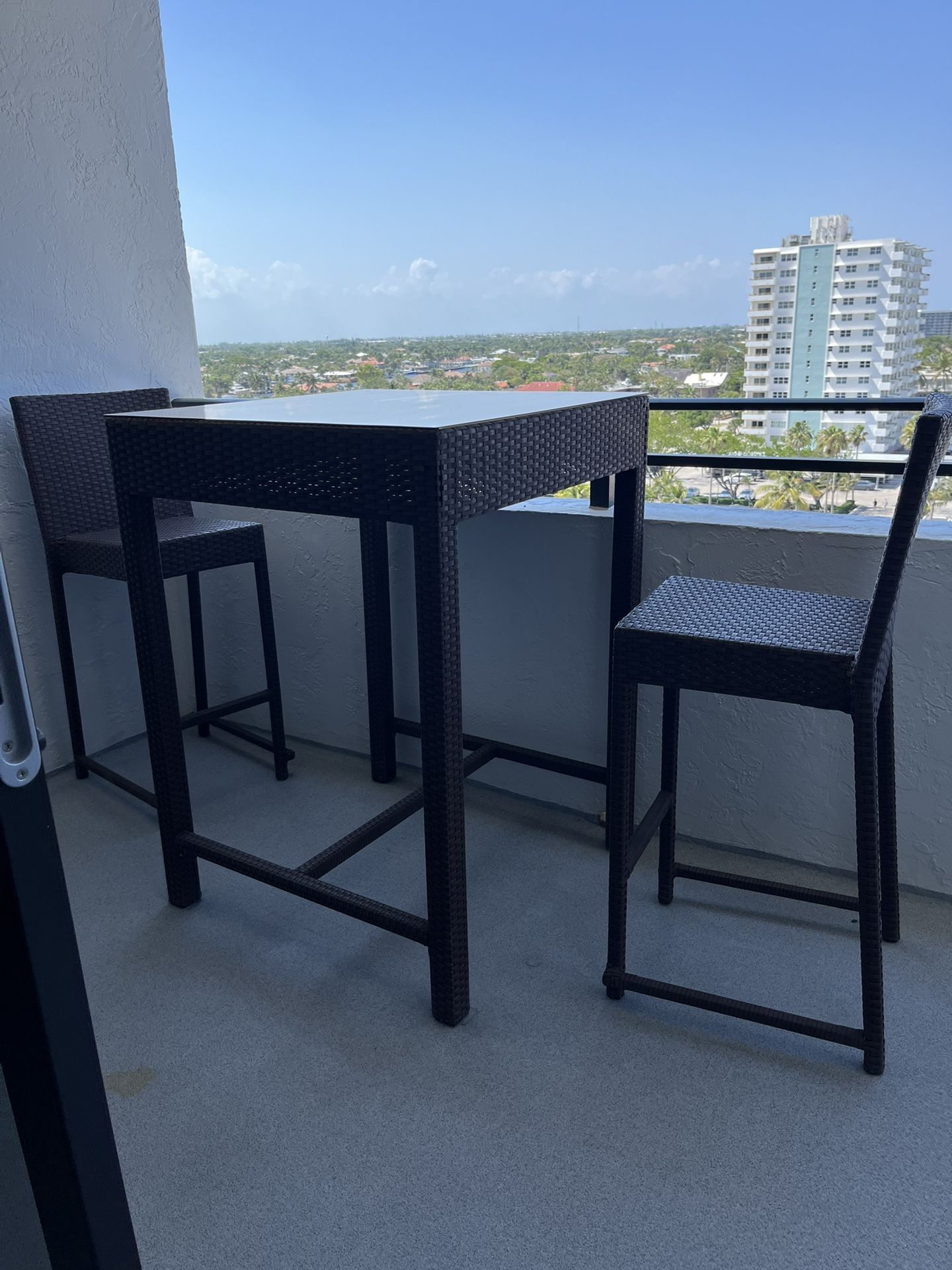 Patio Outdoor Bar Top Table Set 