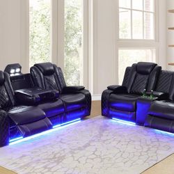 💥FREE DELIVERY💥Brand New POWER, LED, USB  2PC Reclining Sofa Loveseat Set 
