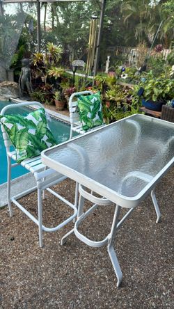Outdoor bar table and 2 chairs