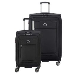 Delsey Paris 2-Piece Softside Spinner Luggage Set, Black 