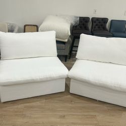 Set of 2，Cloud Modular Sectional Sofa with Thick Cushion, Convertible Couch Deep Seat Couches for Modern Living Room Sofa Sets (White）