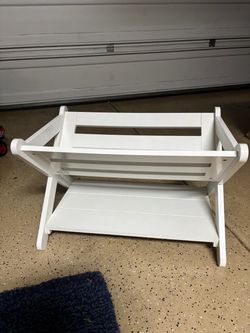 White Wood Two-Tier Storage Shelf
