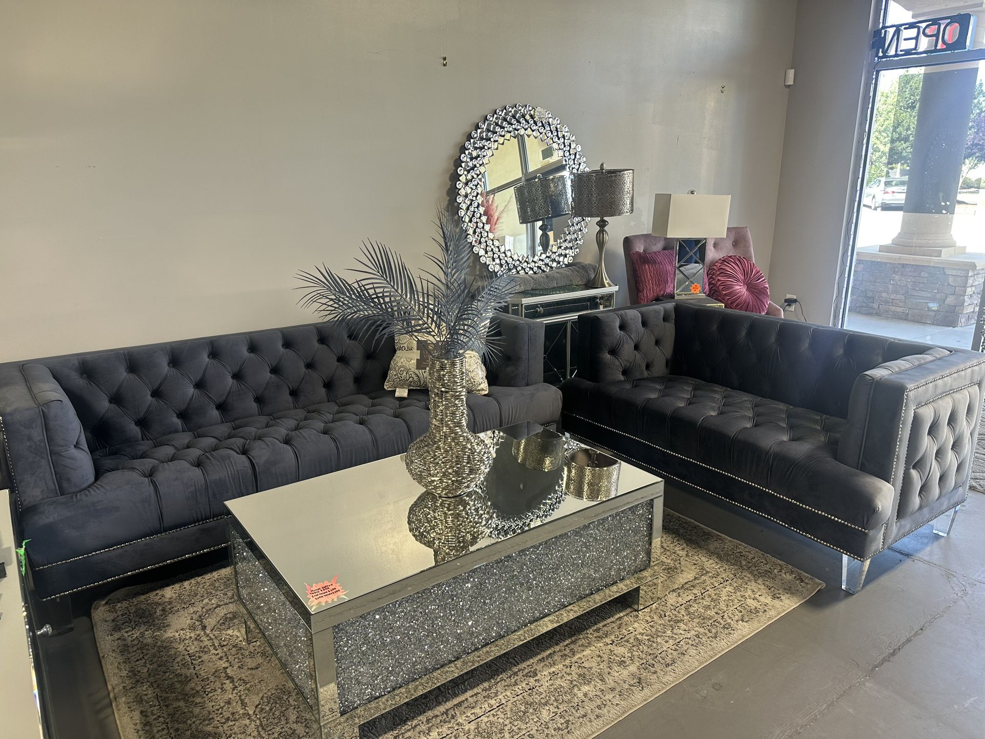 New Velvet 2 Piece sofa And love Seat set